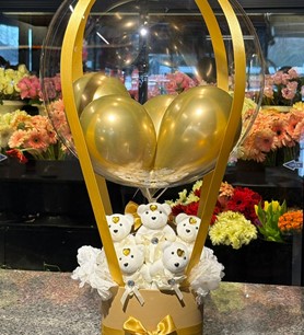 Gold balon kutusu, sürpriz balonlu ayıcık kutusu, ayıcık ve 