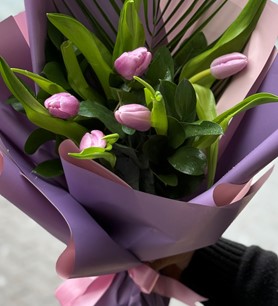 pembe lale buketi, ithal lale, kayseri çiçek