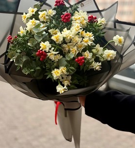 nergis ve kokina buketi, kokina buketi, kayseri çiçekçi