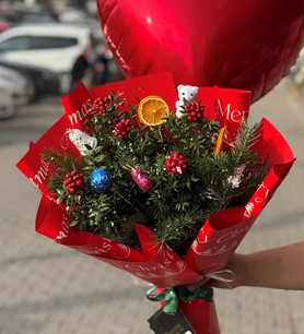 kokina buketi, kalp balon, özel gün hediyesi