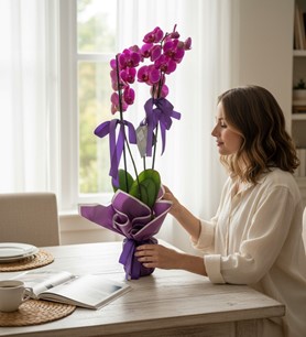 İthal 2li Mor Orkide