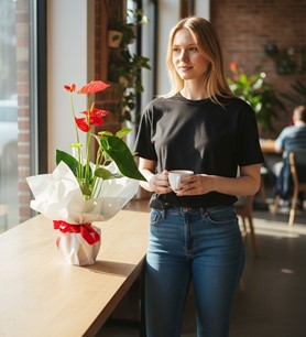 Kırmızı antoryum  Saksı çiçeği  Dekoratif iç mekân bitkisi