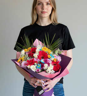 renkli mevsim buketi, çiçek buketi, taze çiçek