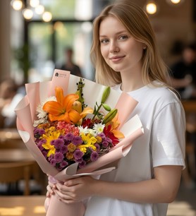 lilyum buketi, papatya buketi, gerbera buketi