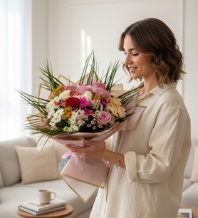mevsim buketi, Kayseri çiçekçi, pembe kırmızı gül buketi
