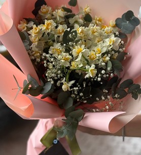 nergis buketi, 25 dal nergis, pembe paket nergis