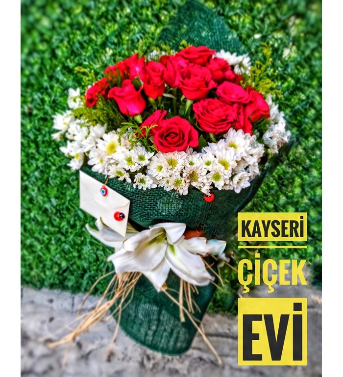 10 Gül ve Papatya Demeti Kayseri Çiçek Evi