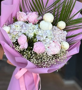 Pembe Beyaz Şakayık Buketi