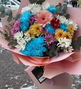 renkli çiçek buketi, gerbera papatya, lisyantus buketi