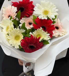 10 dal gerbera, renkli gerbera buketi, pembe kırmızı beyaz ç