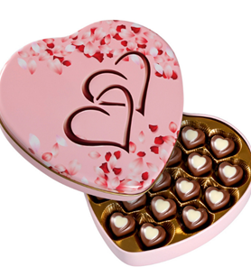 Teneke Gül Yapraklı Kalp Kutu 240g