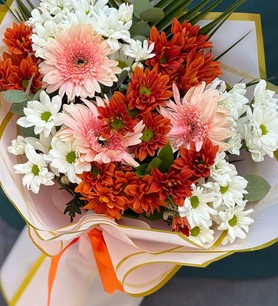 renkli papatya buketi, gerbera aranjmanı, taze çiçek sipariş