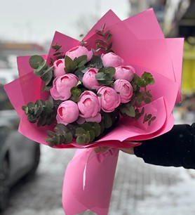 yapay şakayık buketi, pembe şakayık, dekoratif çiçek